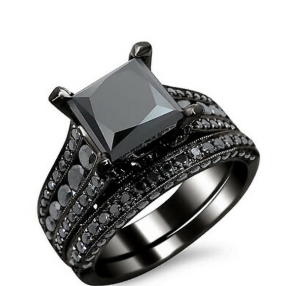 Jewelry - Princess Cut 2.25ct Black Sapphire 14kt Ring